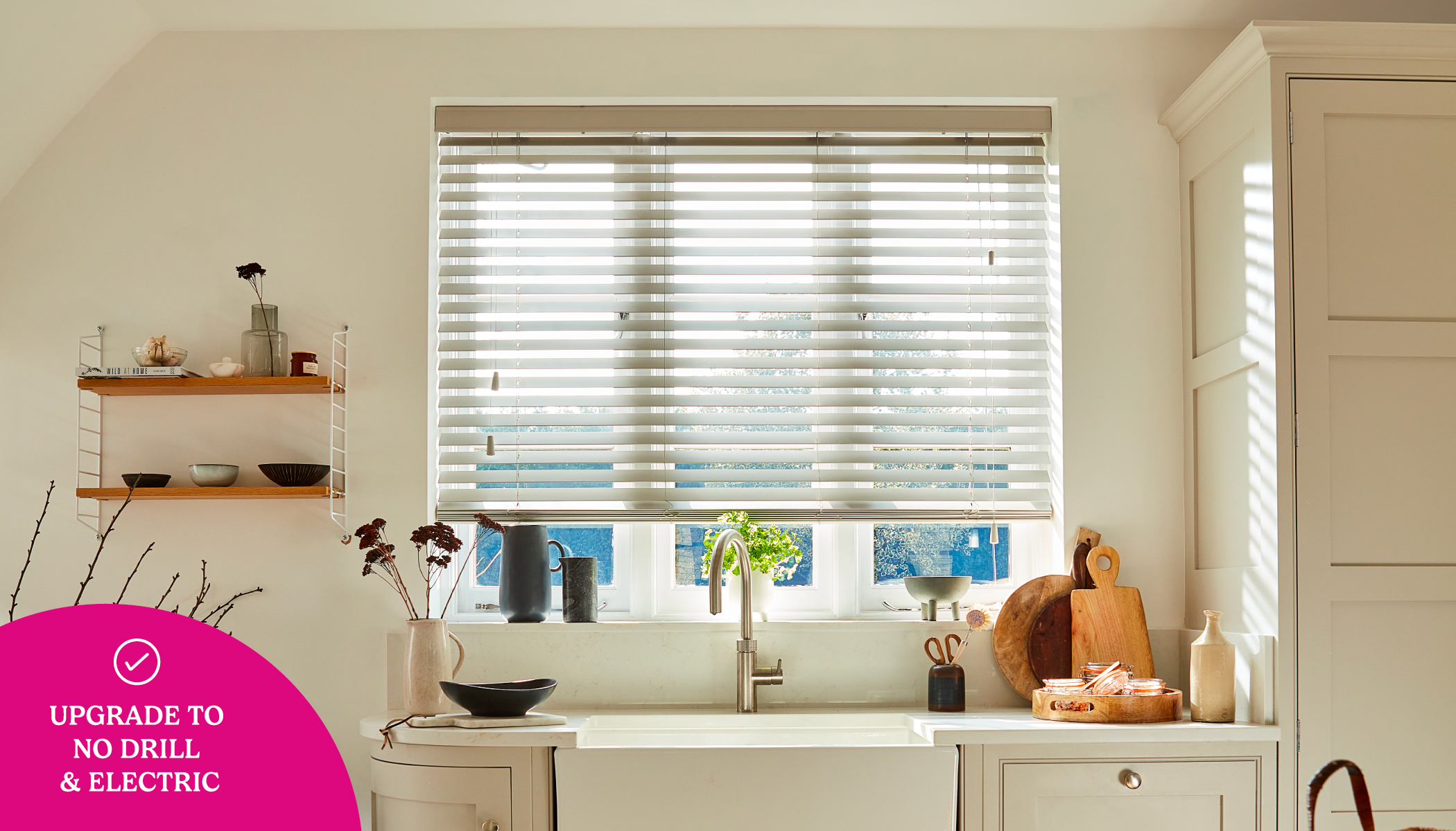 New In Click2Go No Drill Wooden Blinds